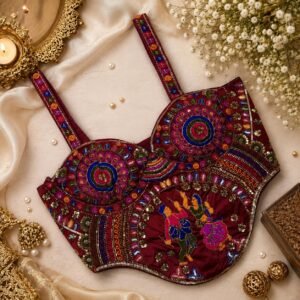 Navratri Corset Blouse Beige color mehroom color