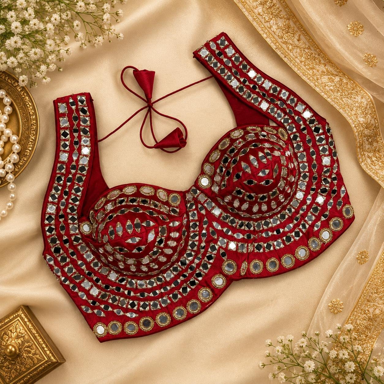 Beautiful real Mirror Work Embroidery Blouse
