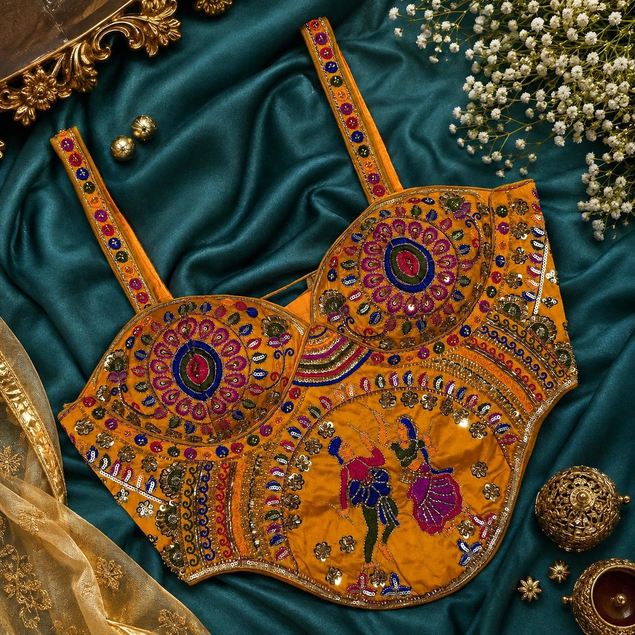 Navratri Corset Blouse yellow color