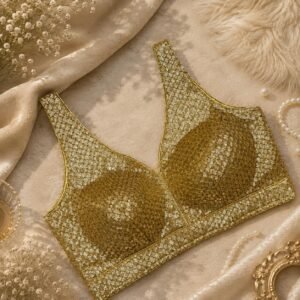 Beautiful sequence work designer blouse golden color
