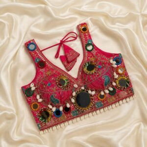 Navratri blouse with original mirror work.