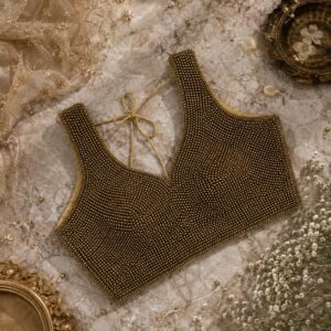 Beautiful handwork pearl moti blouse golden color