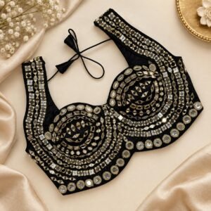 Beautiful real Mirror Work Embroidery Blouse black color