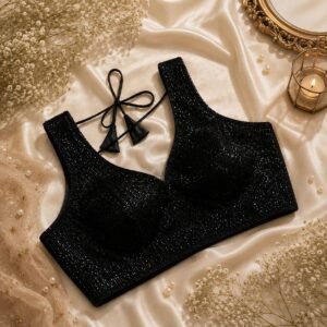 Beautiful katdana handwork blouse black color
