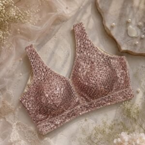Beautiful sequence work designer blouse onion pink color